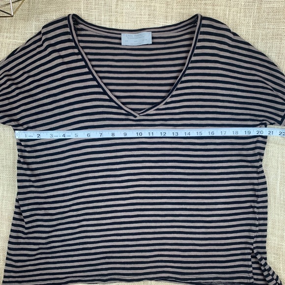 Zara Trafaluc Shirt Black Brown Striped Small - Picture 5 of 8